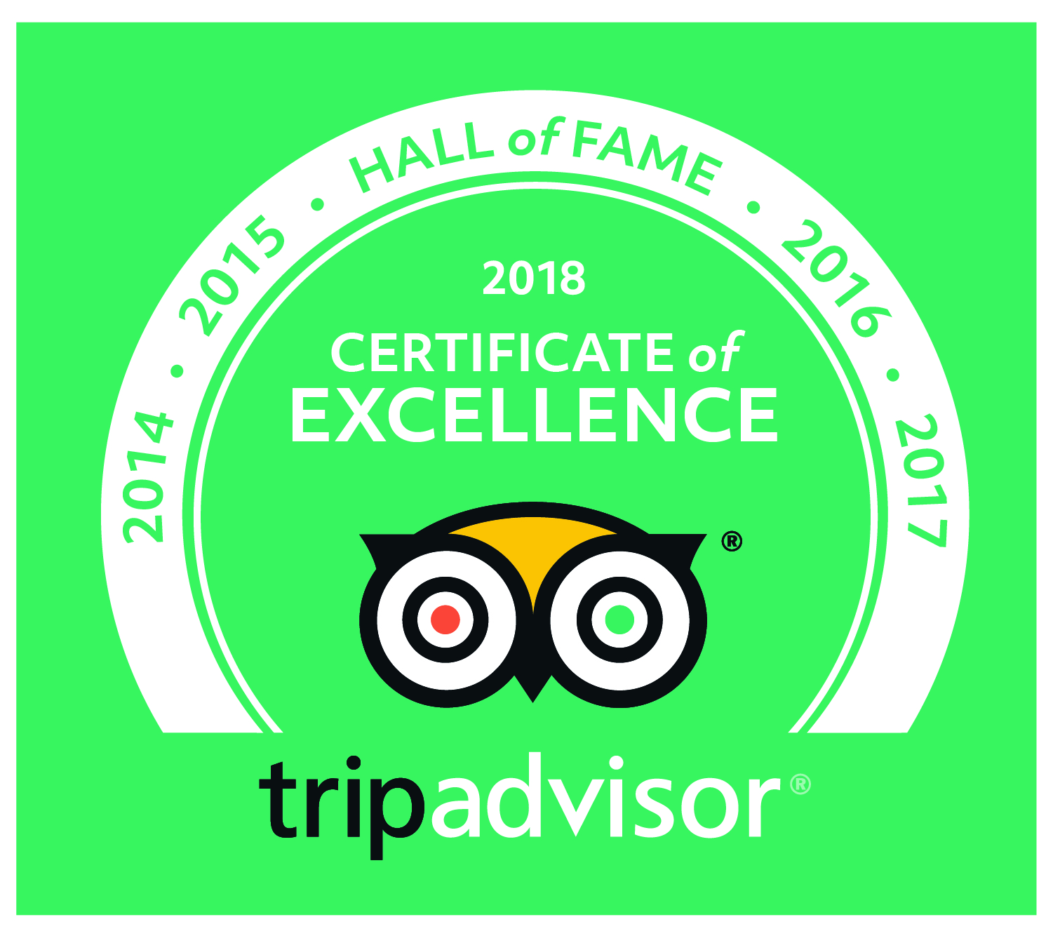 Tripadvisor Certificate Of Excellence 2018